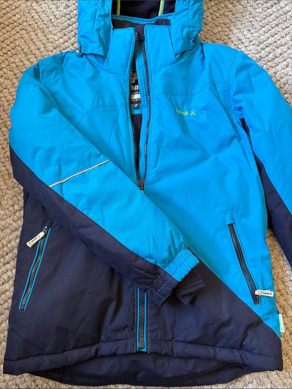 Kamik Blue and Navy Kids' Waterproof Winter Jacket